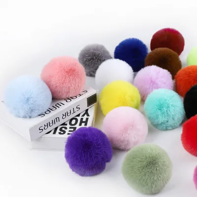 High Quality Bulk Plush Faux Fake Rabbit Fur Pom Poms in Animal Fur for Shoes Scarves Accessories 6CM Fur Pom Pons