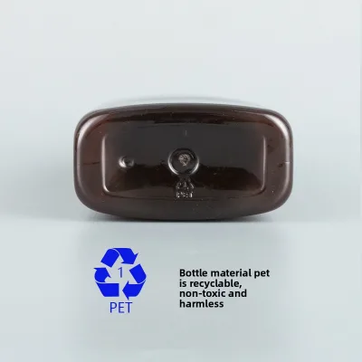 500ml Amber Flat Shoulder Oblong PET Bottle 28/410 Empty Hydrosol Toner Lotion Shampoo with Aluminum Black White Caps