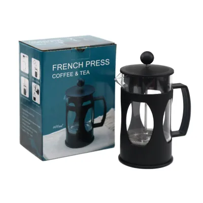 Factory Wholesale Customizable Logo Transparent Glass French Press Coffee Maker with Lid for Household Use