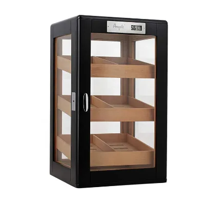 Black Tempered Glass Door and Window Commercial Display Wine Commerical Cigar Humidor Cabinet