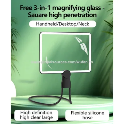 Reading magnifier, hands-free page magnifier,neck Square Horizontal Screen with LED magnifier, to help the elderly with low vision