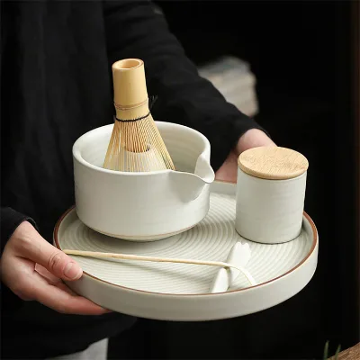 Handmade 420ML Ceramic Matcha Power Bowl with Spout High Quality Matcha Set Bowl for Coffee & Tea