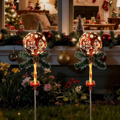 Solar-Powered Waterproof Christmas Red Fantasy Light Ball for Outdoor Garden Use IP65 Rated 700mm Size CE Certified