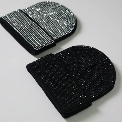 Custom Punk-Style Jacquard Solid Color Autumn/Winter Warm Knitted Beanie Versatile Acrylic Unisex European/American Rhinestones