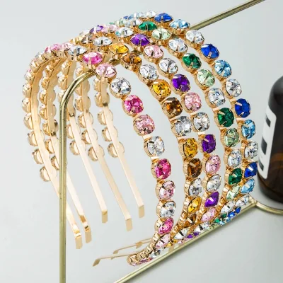 New Wedding Bride Dinner Headband Crystal Headband Fashion Crystal Glass Geometry Girl Hair Band
