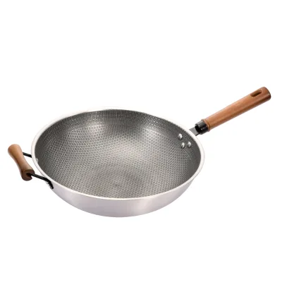 36cm Iron Frying Pan Non-stick Three-layer Composite Steel Forged Chinese Wok