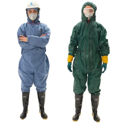 Heavy Duty Chemical Rubber Full Body Suit With Zipper Cover Flap Chemical Protective Clothing