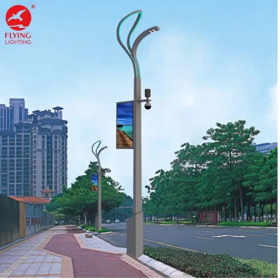 IoT Based LED Smart Road Lighting Pole with WiFi EV Charging Station Camera LED Screen IP65