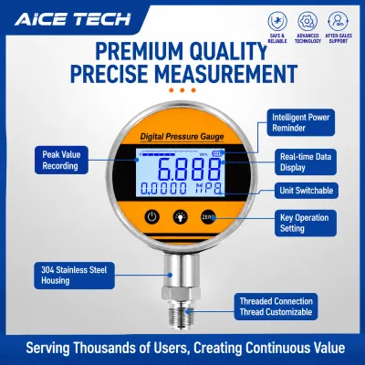 High Precision Digital Pressure Gauge ±0.5% FS Stainless Steel Hydraulic Oil Water Manometer with Peak Data Logger
