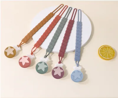 Custom Food Grade Silicone BAP Free Baby Products Teething Macrame Dummy Clips Baby Teether  Chain Clips Holder Clip Pacifiers