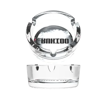 DOG0010 Factory Customize Cheap Desktop Decorative High Transparent Crystal Custom Logo Classic Round Glass Ashtray