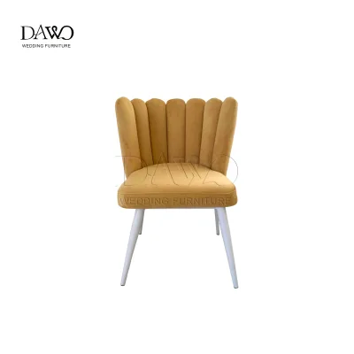 Modern Wedding Chairs with Khaki Yellow Backrest Iron Frame Outdoor Apartment Use
