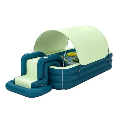 JXB Large Size Kids Adults Inflatable Swimming Pool With Canopy Family Kiddie Blow up Swim Pools