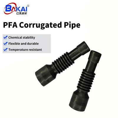 BAKAI BK-PFA6568 Black PFA Corrugated Tube Flexible Anti-Corrosion High Temp Resistant Bellows Hose Semiconductor Chemical Fluid