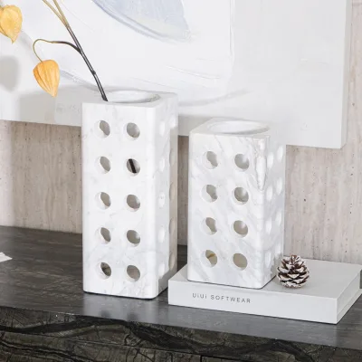Premium Quality Modern Wedding Marble Flower Vase Customized Color Tabletop Design 2 Sizes Available for Home Decor Villa