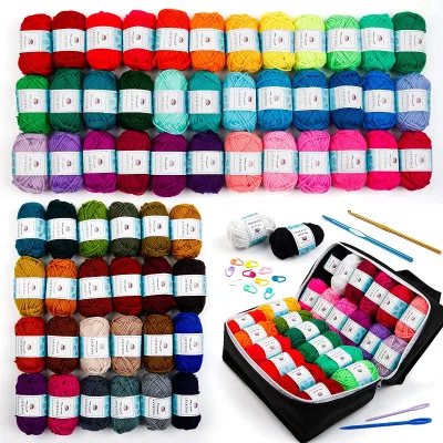Hot Sale Twisted Acrylic Yarn Set With Crochet Tools Anti-Pilling and Strong Crochet Yarn Set for Knitting