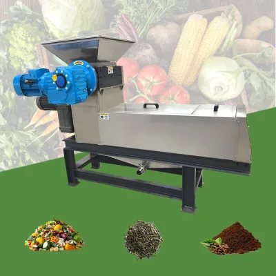 High Quality Food Waste Dewatering Screw Press Machine Vegetables Garbage Dehydrator with shredder Spent Grains Screw Press