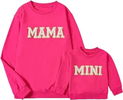 Cute Pink Cotton Crop Top Sweatshirt Set Custom Logo Letter Printing Pullover for Mother's Day