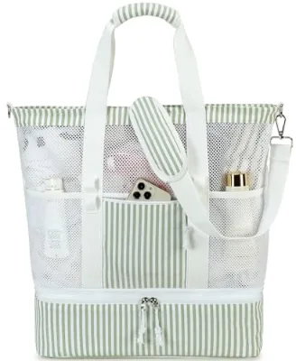 Summer Products Women Tote Mesh Beach Bag Insulated Cooler Picnic Bag