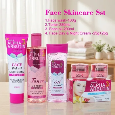 2026 New ALPHA ARBUTIN 3 PLUS Face Care Set with Collagen for Whitening and Anti-Aging for Black Skin 4 in 1
