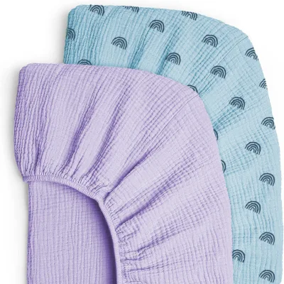 Oeko Cotton with Elastic Crib Fitted Sheet 2 Pack Custom Baby Crib Sheets Soft Muslin Gauze Newbron Baby Bed Fitted Sheet