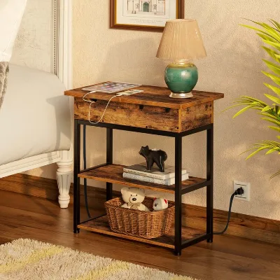 Retro-industrial Wood Style Console Table with Metal Leg Corner Table Other Living Room Furniture Console Table