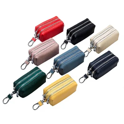 Aluminium Large Capacity Double-Zipper Key Case Organizer Simple Multi-Functional Cardholder Coin Purse Household Key Bag