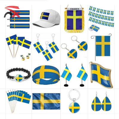 Wholesale 2026 Promotional Sweden Election Cheering Gifts Stylish Sweden Flags Set for National celebrations