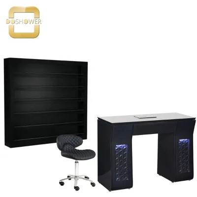 Black Color Nail Furniture Table Set Polish Rack for Acrylic Wall Rack Put Nail Polish of Polish and Powder Wall Display