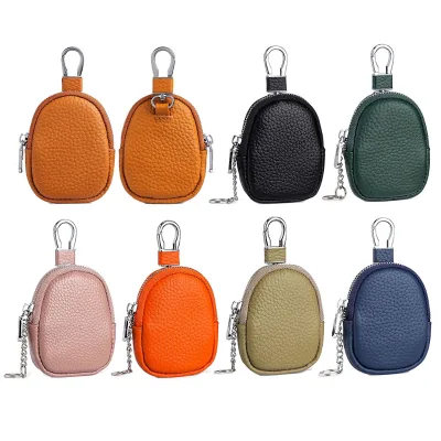 Top Layer Cowhide Key Case Genuine Leather Keychain Bags Cover Holder Multi-Functional Mini Coin Purse Change Wallet Storage Bag