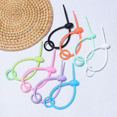 Colorful Silicone Spring Loop Keychain with Spring Ring Clasp DIY Accessory for Plush Dolls Bags Reusable Strap