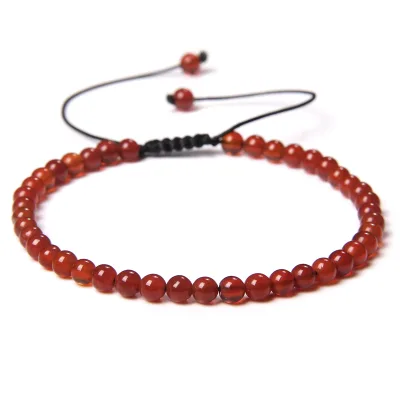 4mm Natural Stone Beads Unisex Trendy Round Labradorite Lava Agate Braided Bracelet Reiki Healing Yoga Jewelry for Men Women