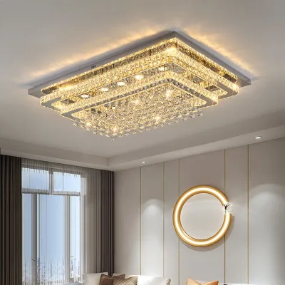 High Quality Modern Indoor Home Decorative Lighting square Led Crystal Ceiling Light