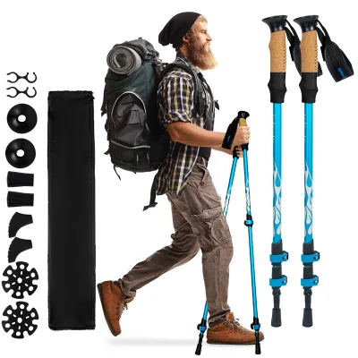 Feistel Outdoor Camping Telescopic Trekking Pole, Adjustable Height, Anti-slip Grip, Stable for Mountain Hiking & Wild Camping