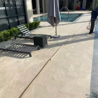 Sandstone Porcelain Tile Modern Exterior Tiles Anti-Slip Acid-Resistant for Swimming Pool 600x600x20mm