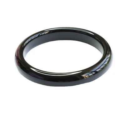 Fashion Black Chalcedony Medium Wide Jade Bangle Obsidian Black Agate Jade Bangles for Women