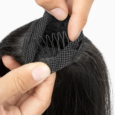 New Design Ponytail Human Hair Natural Color Cuticle Aligend Brazilian Long Ponytail Hair Extensions for Black Women