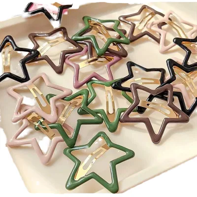 5pcs  Cute Metal Star Hair Clips for Girls Fashion Colorful Decorative Hollow Bangs Sweet Style Accessories