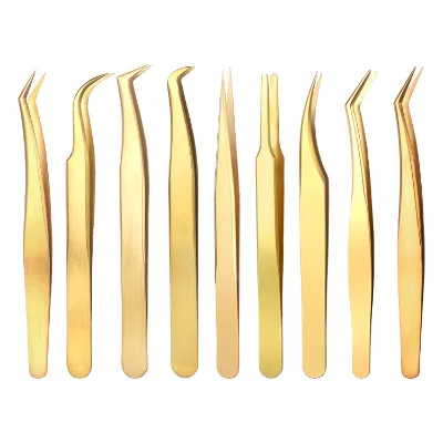 Private Label 45 90 Degree Fiber Tip Tweezers Eyelash Extension Tweezers Volume Lash Extension Tweezers