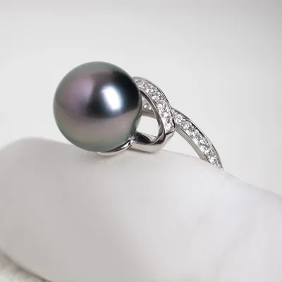 Luxury Genuine Tahitian Black Pearl Multi Pearl Ring 18K Gold Setting High Luster Peacock Saltwater Pearl Fine Jewelry