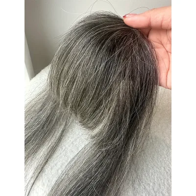 Raw European Clips in 100% Human Hair Bang for Women Thick Human Hair Sault and Pepper Human Hair Bang