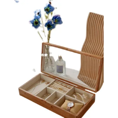 Natural solid wood jewelry storage box, elegant in texture, ideal for organizing and keeping jewelry safe.