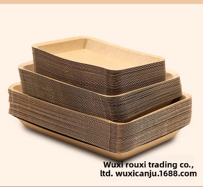 Disposable Thickened Eco-Friendly Kraft Paper Square Dinner Plate & Snack Food Tray for Fresh Produce Fruit & Barbecue Use