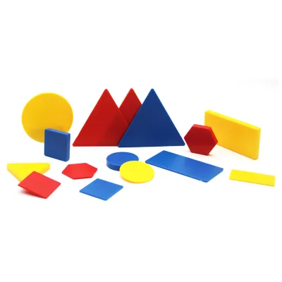 Plastic Attribute Blocks Student Kit Geometry Set Manipulatives Multi Color 2mm & 5mm Thickness for Preschool Set 60pcs 5 Shapes