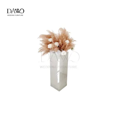 Silver Minimalist Wedding Dessert Display Mirror Stainless Steel Square Plinth Cake Floral Pedestal Stand