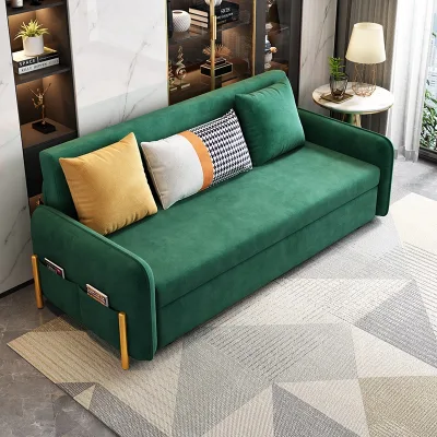 Luxury Single Double Push-Pull Sofa Bed Modern Accessible Multi-Functional Foldable Metal Fabric for Living Room Internet