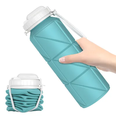 Food Grade Silicone Durable 690ML BPA Free Collapsible Straw Mini Travel Cup Leak-proof Lightweight Foldable Dishwasher Safe