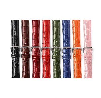 Custom Crystal Patent Leather Ice Surface Bright Leather Strap Men and Women Bamboo Pattern Different Color Watch Band 12-22mm