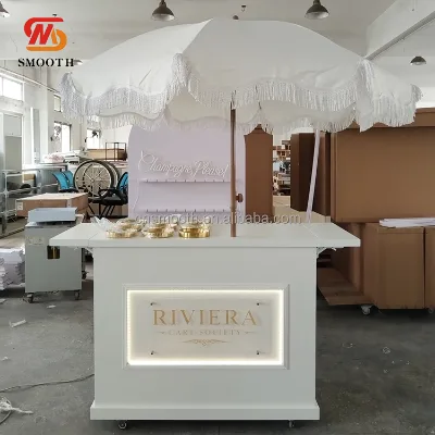 SMOOTH Hot-selling Modern Detachable White Candy Cart Display Stand Wheels for Indoor/Outdoor Wedding Birthday Party Decorations
