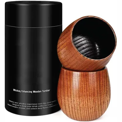 Charred Wooden Bourbon Drinking Glass, Whiskey Tumbler, Bourbon Gifts Wooden Old Fashioned Glass Great Whiskey Gifts for Men